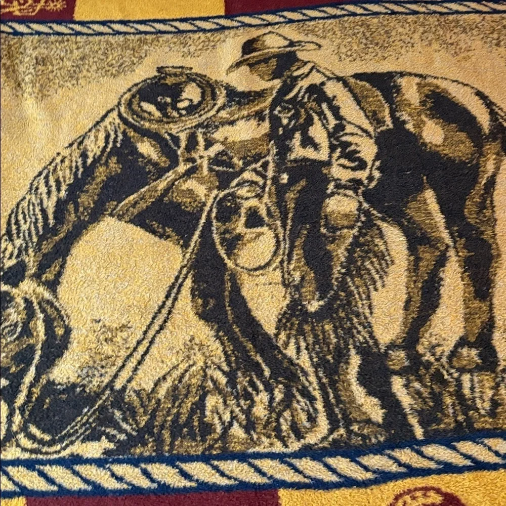 Cowboy Western Marlboro Man Cow & Horse Vintage 70s Wall Hanging Blanket Throw